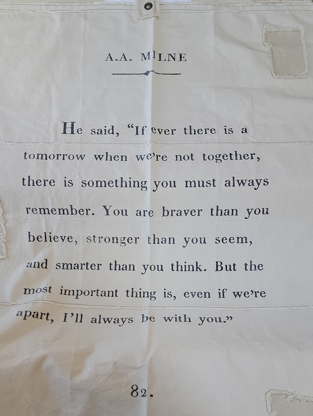 Sugarboo & Co Canvas Wall Hanging with A.A. Milne Typset Quote ~47” x 60" NWOT